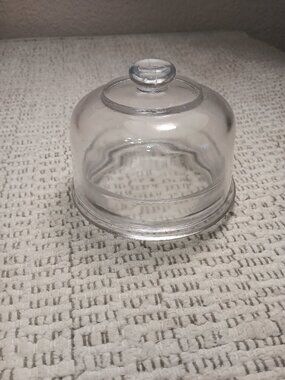 Small Cheese / Pate Serving Dish Cloche Dome Lid - Clear Glass - 3-1/2" x 4-1/2